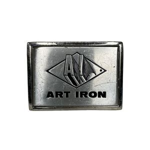 Vintage Art Iron Belt‎ Buckle Silver Stamped 843 Square Engraved Logo